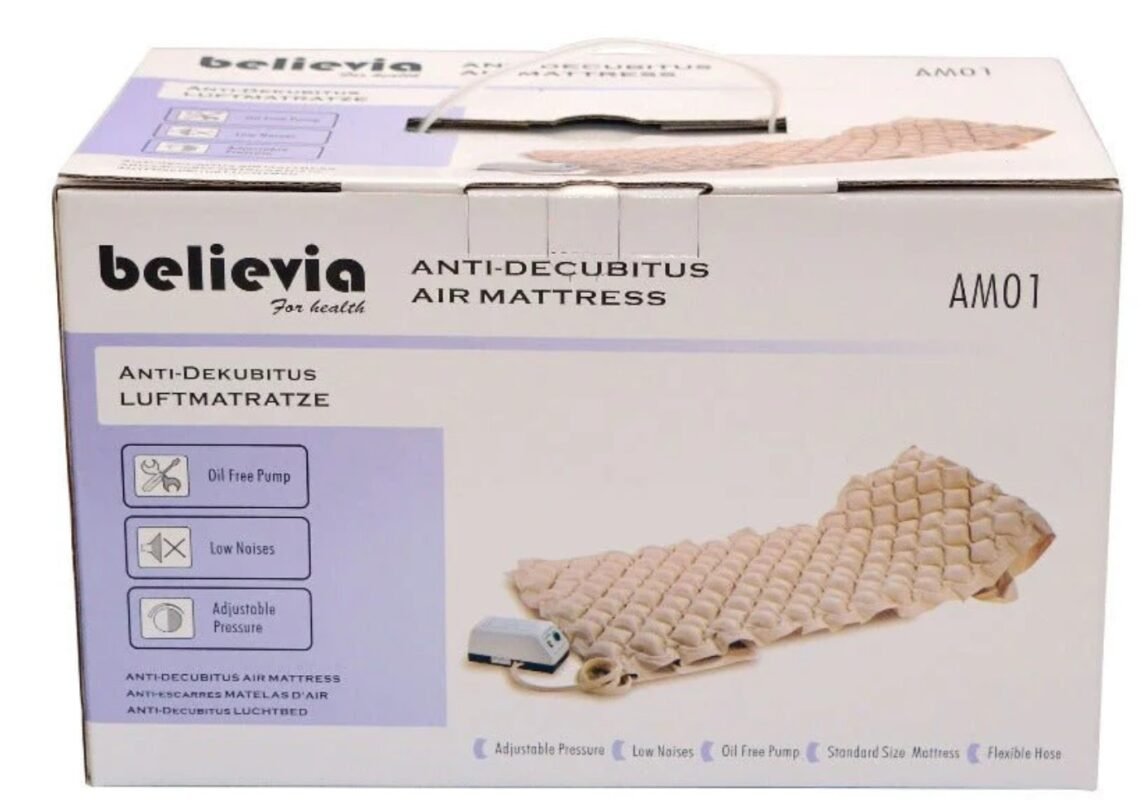 BELIEVIA AMO1 Air Mattress for pressure relief, bed sore prevention, and long-term patient care.